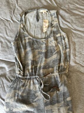 Mystree Boutique Gray Camo Sleeveless Drawstring Jumpsuit NWT